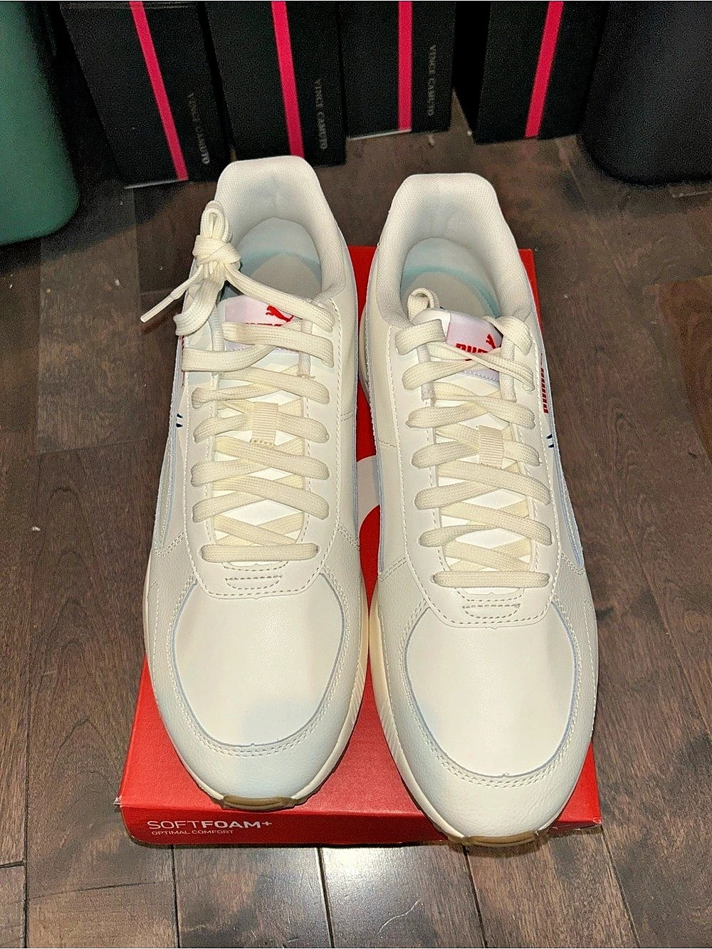 Puma Gravitron White w Blue and Red Accents Sneakers Mens size US 11